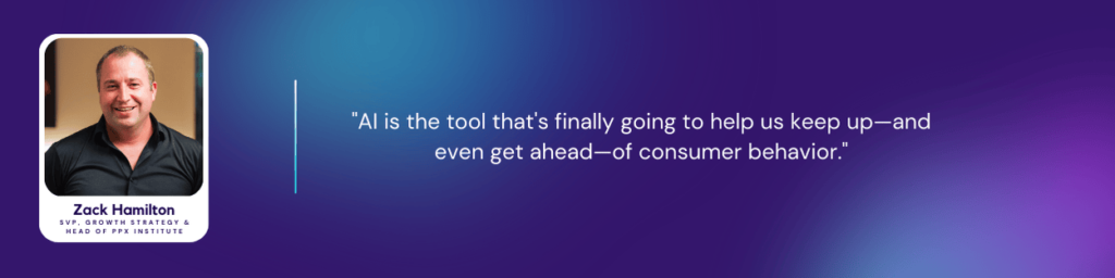 Zack Hamilton, SVP of Growth Strategy & Head of PPX Institute at parcelLab, featured with a quote: "AI is the tool that's finally going to help us keep up—and even get ahead—of consumer behaviour."